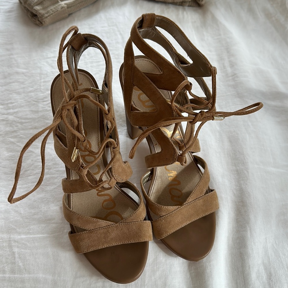 Sam Edelman tan strappy heels